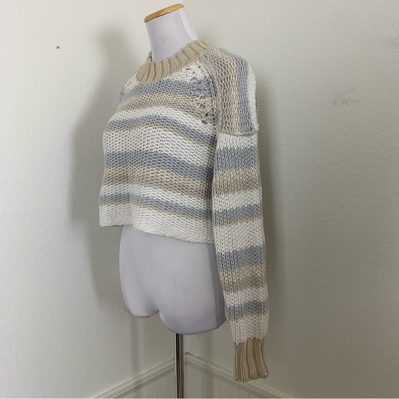 Free People Devon Gravity Combo Open Knit Cropped Crewneck Pullover Sweater - Picture 5 of 16